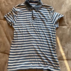 Blue and white striped polo S
